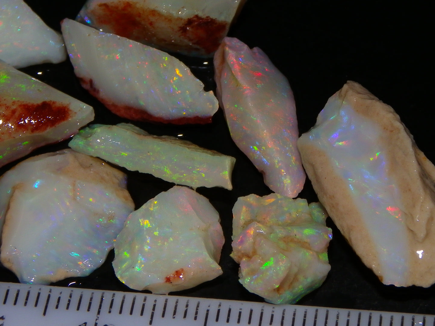 Nice Quality Coober Pedy Opal Rough Parcel 56.35cts Multicolour Fires/Bars