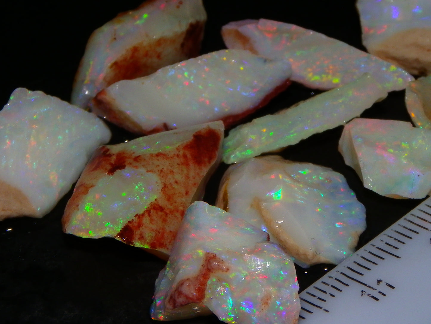 Nice Quality Coober Pedy Opal Rough Parcel 56.35cts Multicolour Fires/Bars