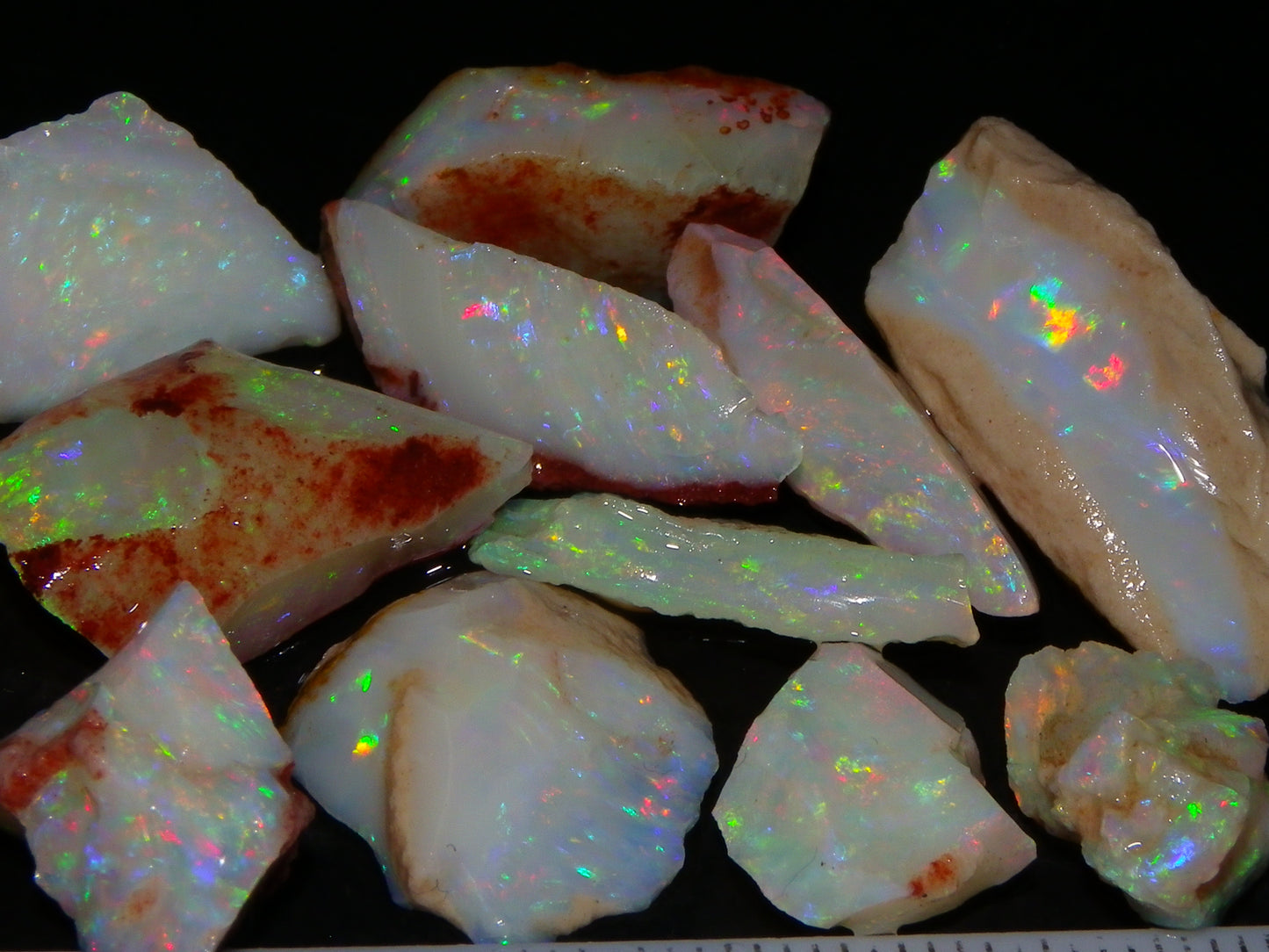 Nice Quality Coober Pedy Opal Rough Parcel 56.35cts Multicolour Fires/Bars