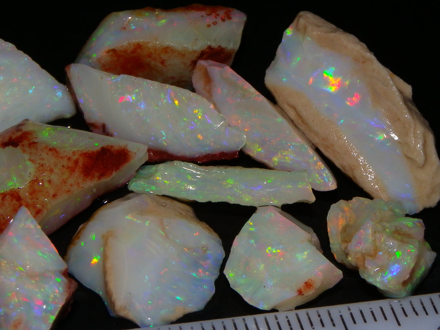 Nice Quality Coober Pedy Opal Rough Parcel 56.35cts Multicolour Fires/Bars