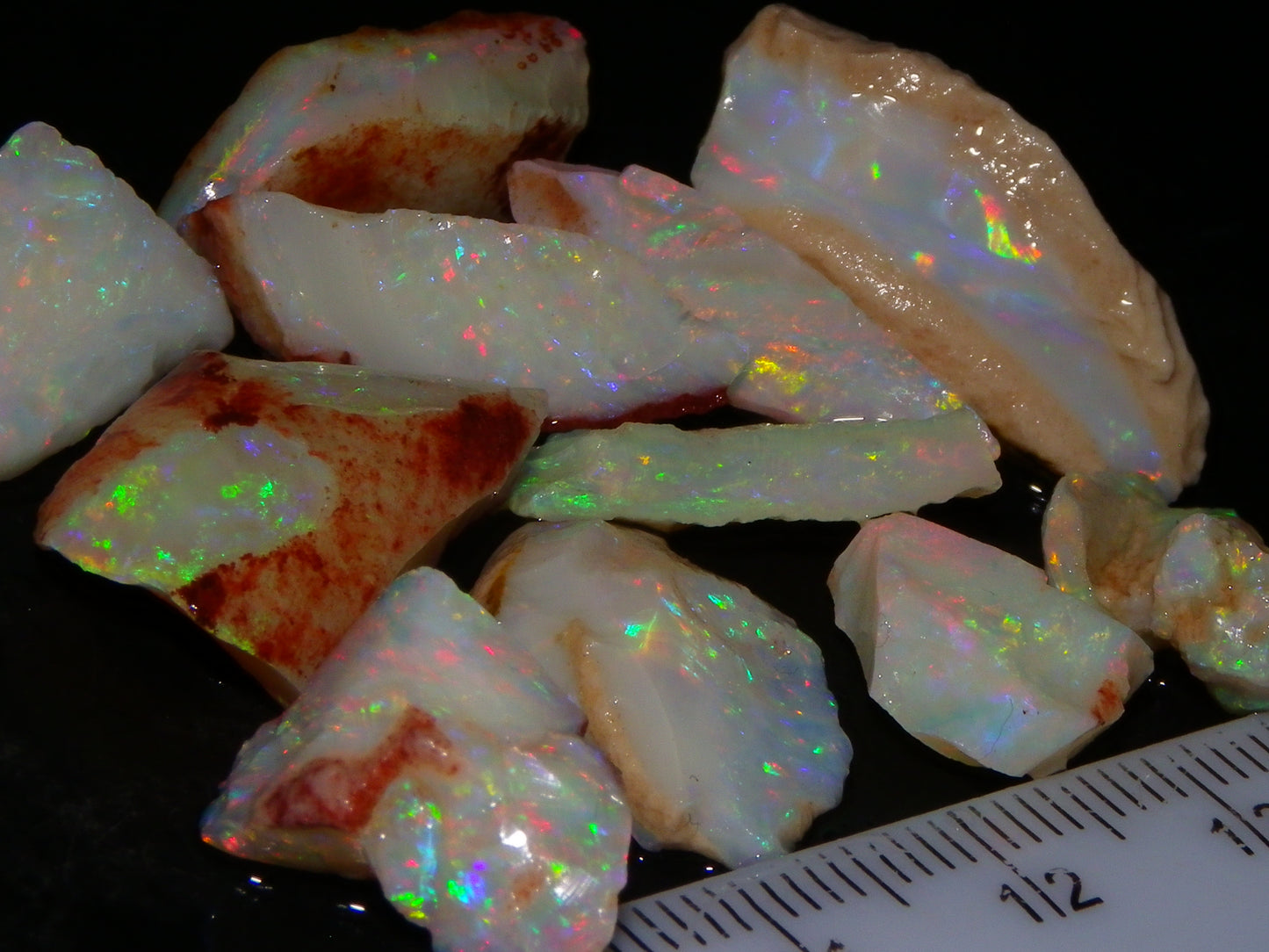 Nice Quality Coober Pedy Opal Rough Parcel 56.35cts Multicolour Fires/Bars