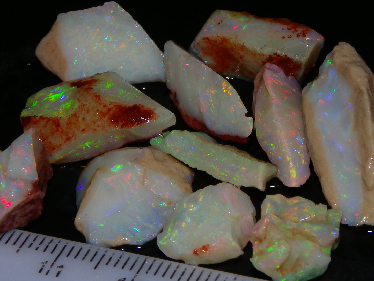 Nice Quality Coober Pedy Opal Rough Parcel 56.35cts Multicolour Fires/Bars