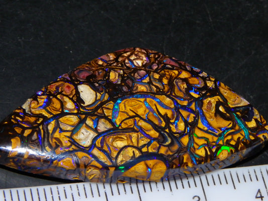 Nice Quality Cut/Polished Koroit Opal Cab/Gem 42.94cts Blue/Green Fires/Patterns Qld Australia