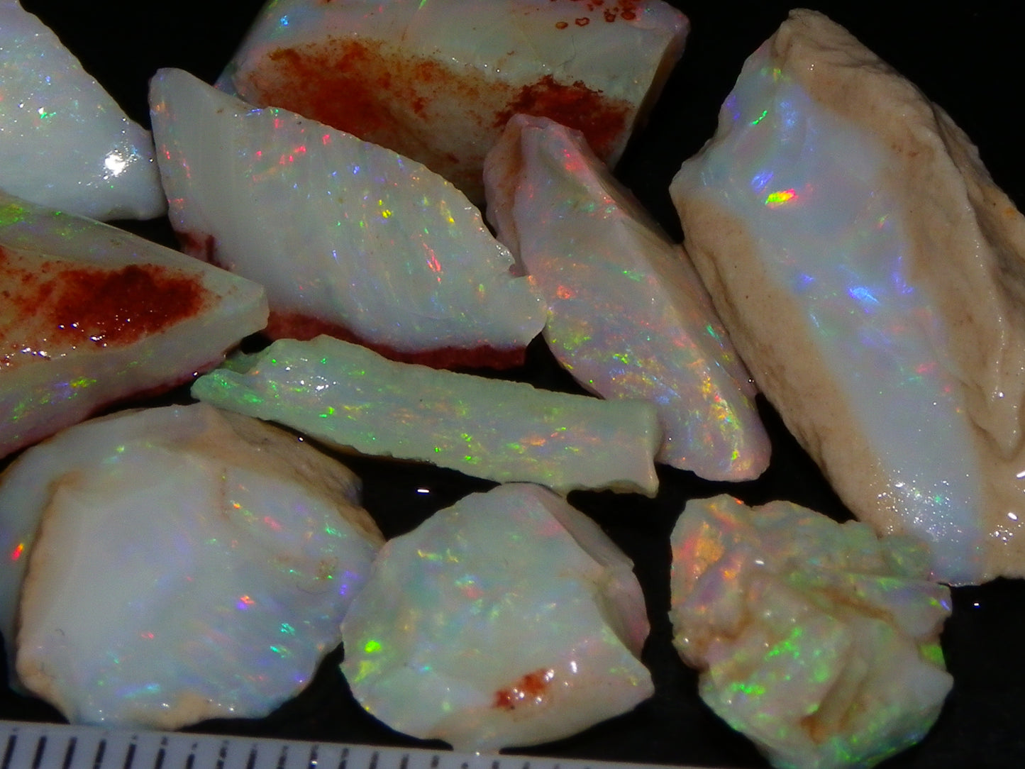 Nice Quality Coober Pedy Opal Rough Parcel 56.35cts Multicolour Fires/Bars