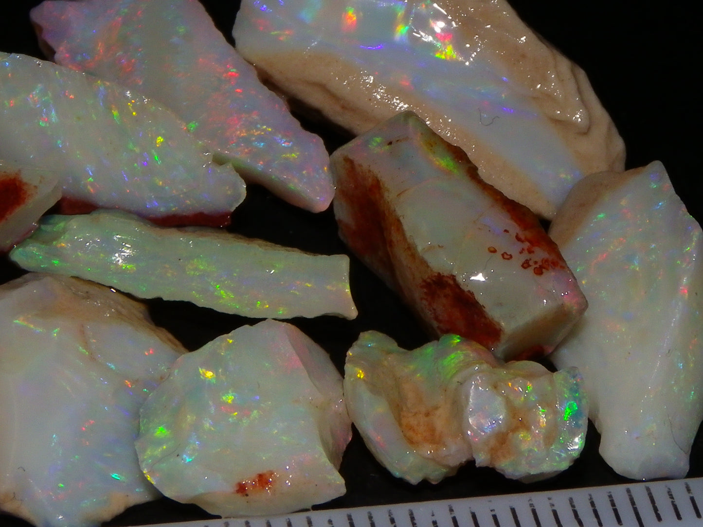 Nice Quality Coober Pedy Opal Rough Parcel 56.35cts Multicolour Fires/Bars