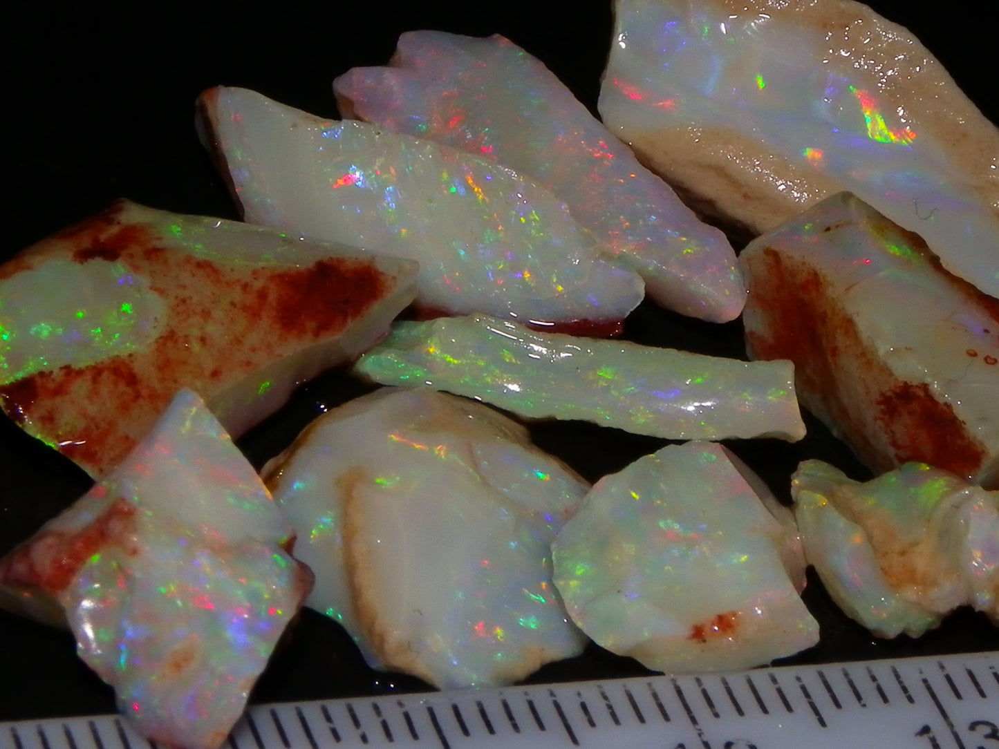 Nice Quality Coober Pedy Opal Rough Parcel 56.35cts Multicolour Fires/Bars