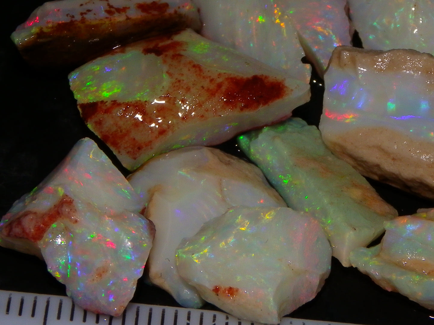 Nice Quality Coober Pedy Opal Rough Parcel 56.35cts Multicolour Fires/Bars