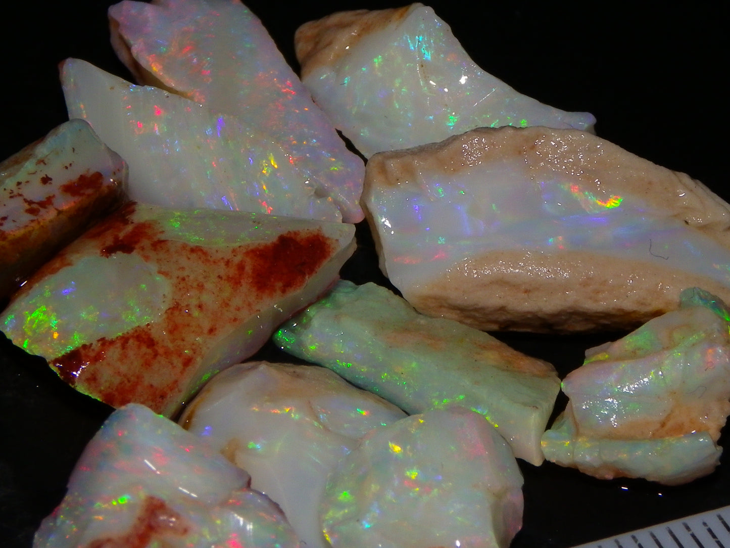 Nice Quality Coober Pedy Opal Rough Parcel 56.35cts Multicolour Fires/Bars