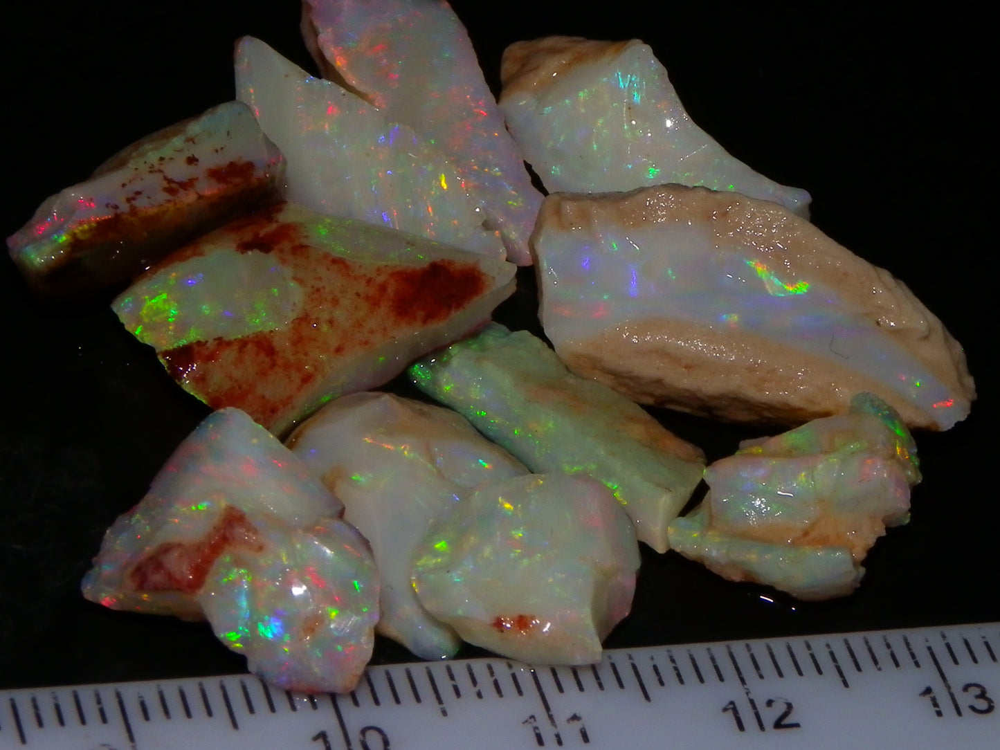 Nice Quality Coober Pedy Opal Rough Parcel 56.35cts Multicolour Fires/Bars