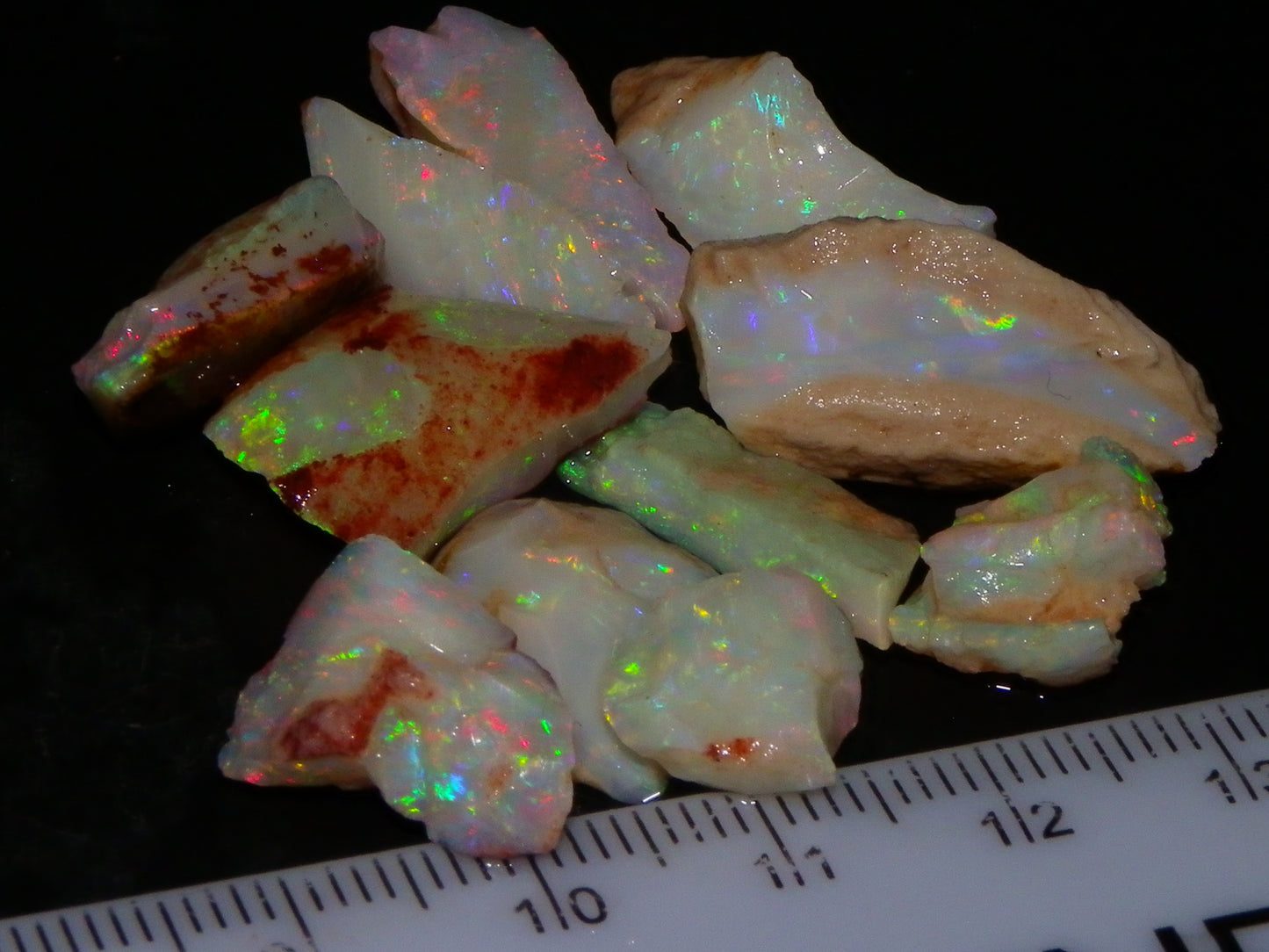 Nice Quality Coober Pedy Opal Rough Parcel 56.35cts Multicolour Fires/Bars