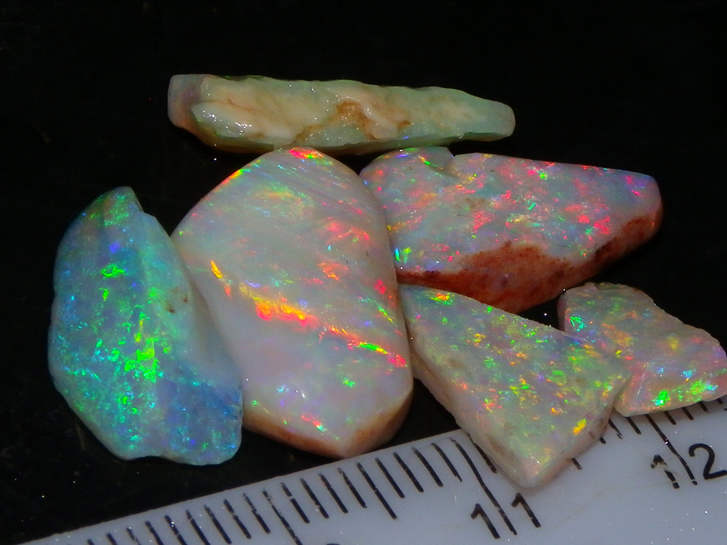 Gem Coober Pedy Opal Rubs/Rough 16.15cts Multicolour Red/Green/Gold Fires Australia