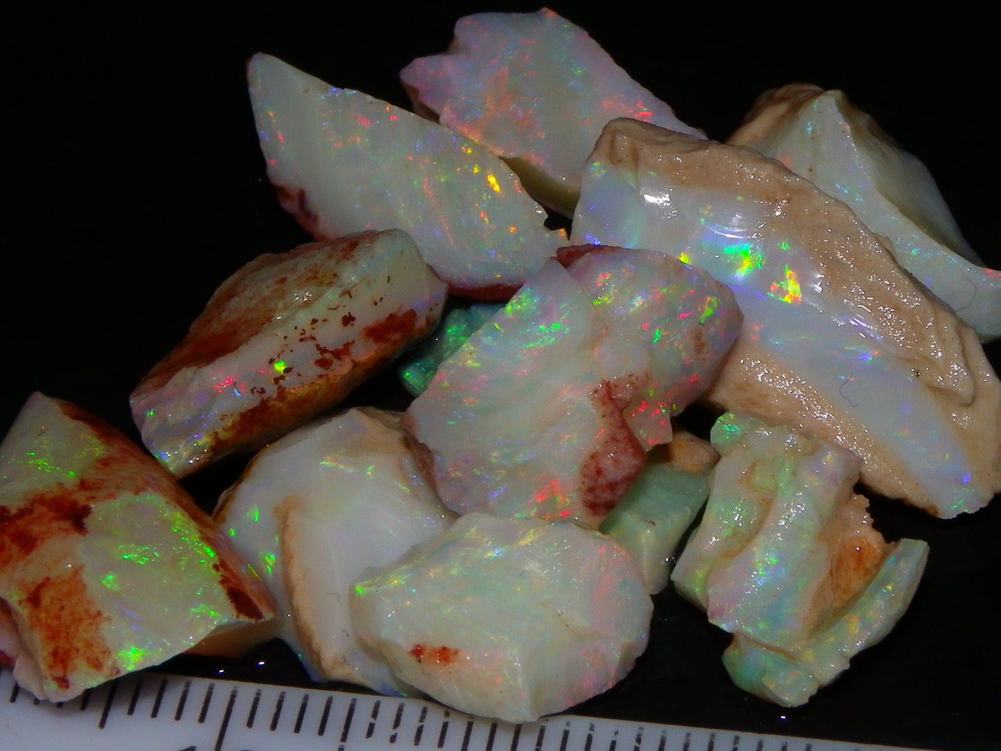 Nice Quality Coober Pedy Opal Rough Parcel 56.35cts Multicolour Fires/Bars