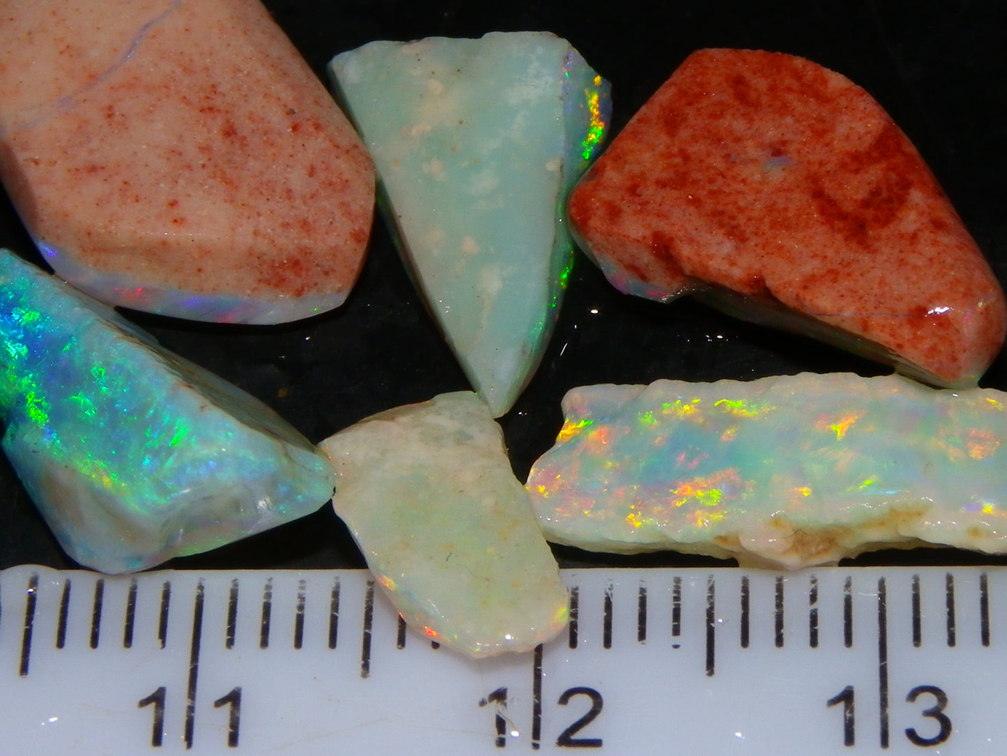 Gem Coober Pedy Opal Rubs/Rough 16.15cts Multicolour Red/Green/Gold Fires Australia