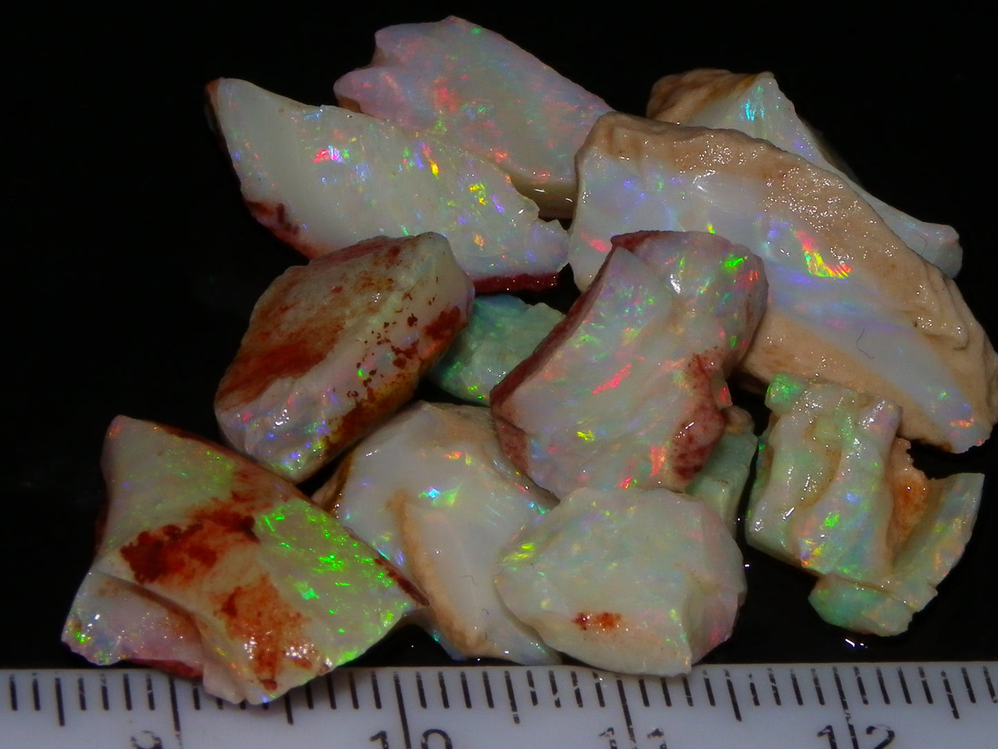 Nice Quality Coober Pedy Opal Rough Parcel 56.35cts Multicolour Fires/Bars