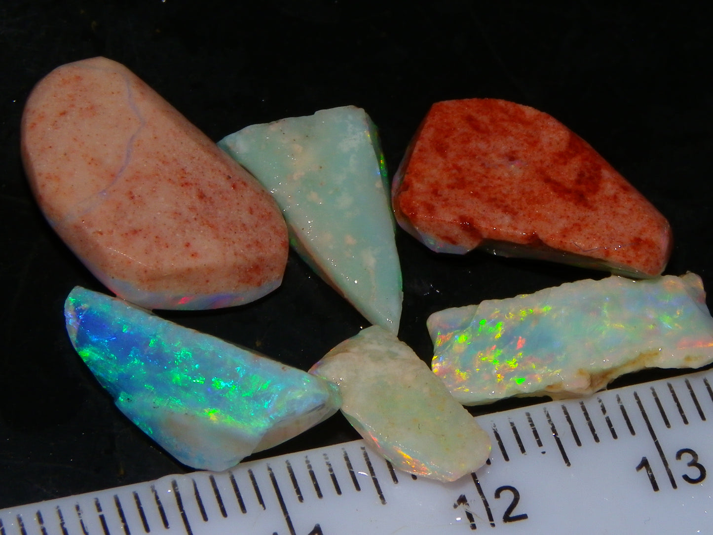 Gem Coober Pedy Opal Rubs/Rough 16.15cts Multicolour Red/Green/Gold Fires Australia