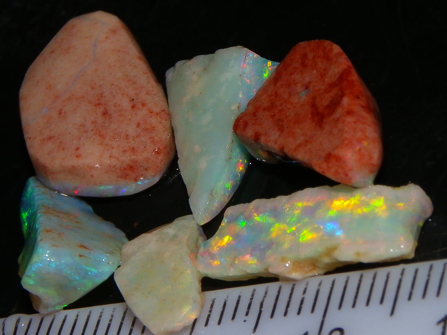 Gem Coober Pedy Opal Rubs/Rough 16.15cts Multicolour Red/Green/Gold Fires Australia