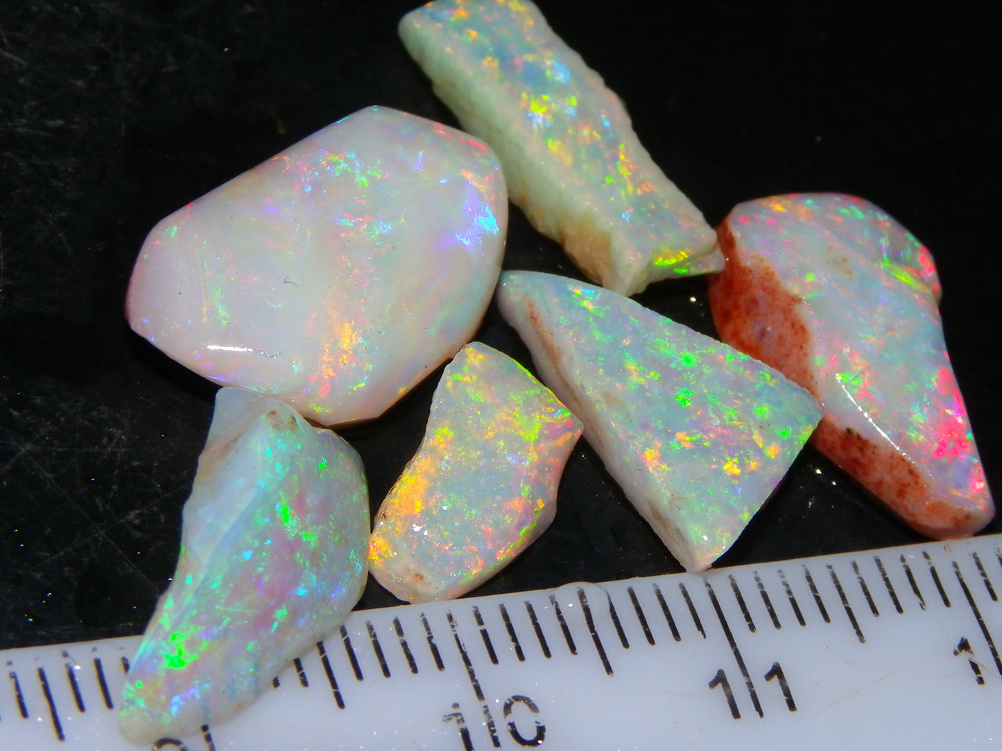 Gem Coober Pedy Opal Rubs/Rough 16.15cts Multicolour Red/Green/Gold Fires Australia