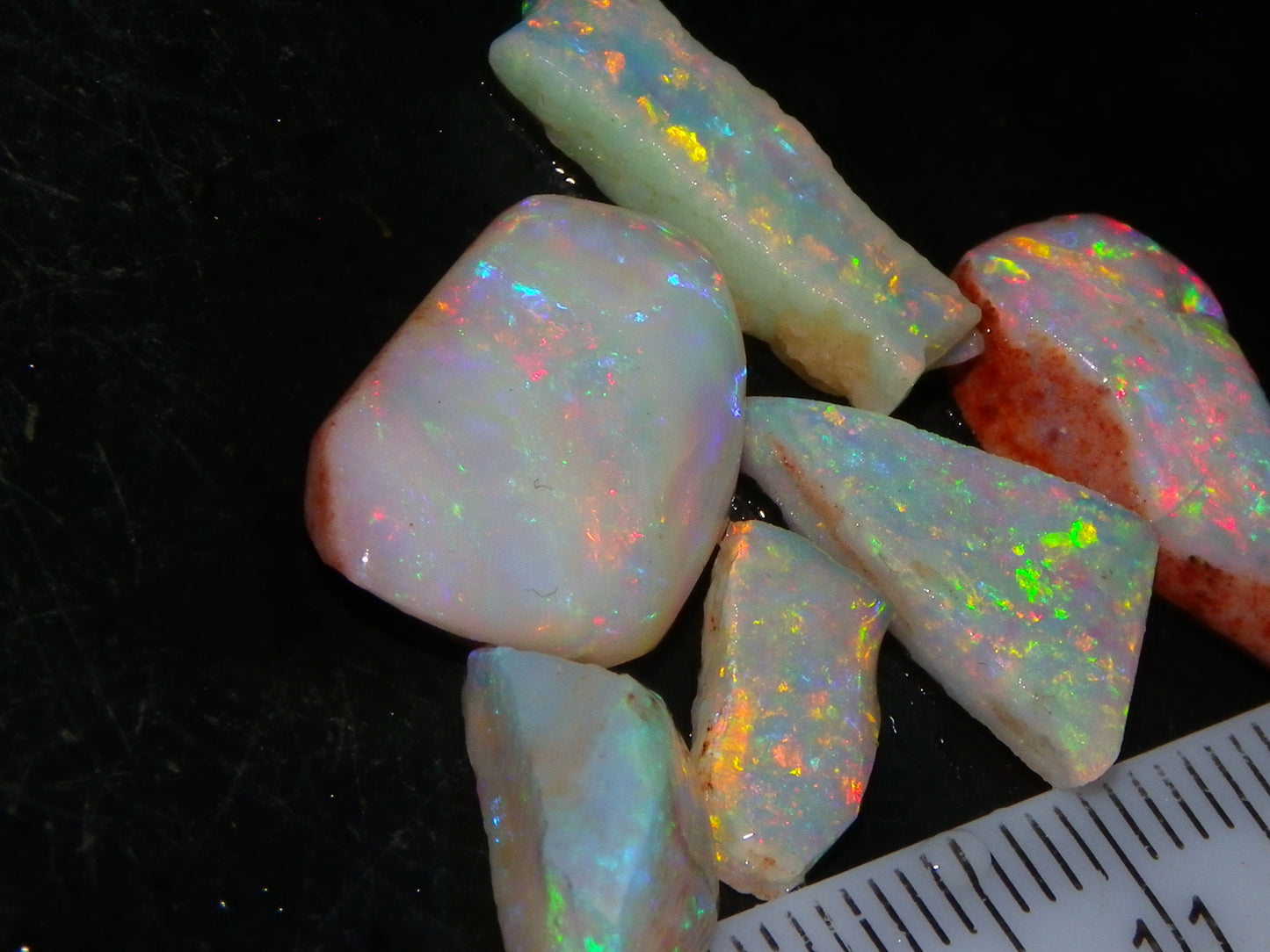 Gem Coober Pedy Opal Rubs/Rough 16.15cts Multicolour Red/Green/Gold Fires Australia