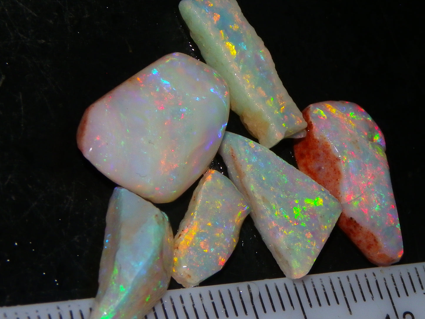 Gem Coober Pedy Opal Rubs/Rough 16.15cts Multicolour Red/Green/Gold Fires Australia