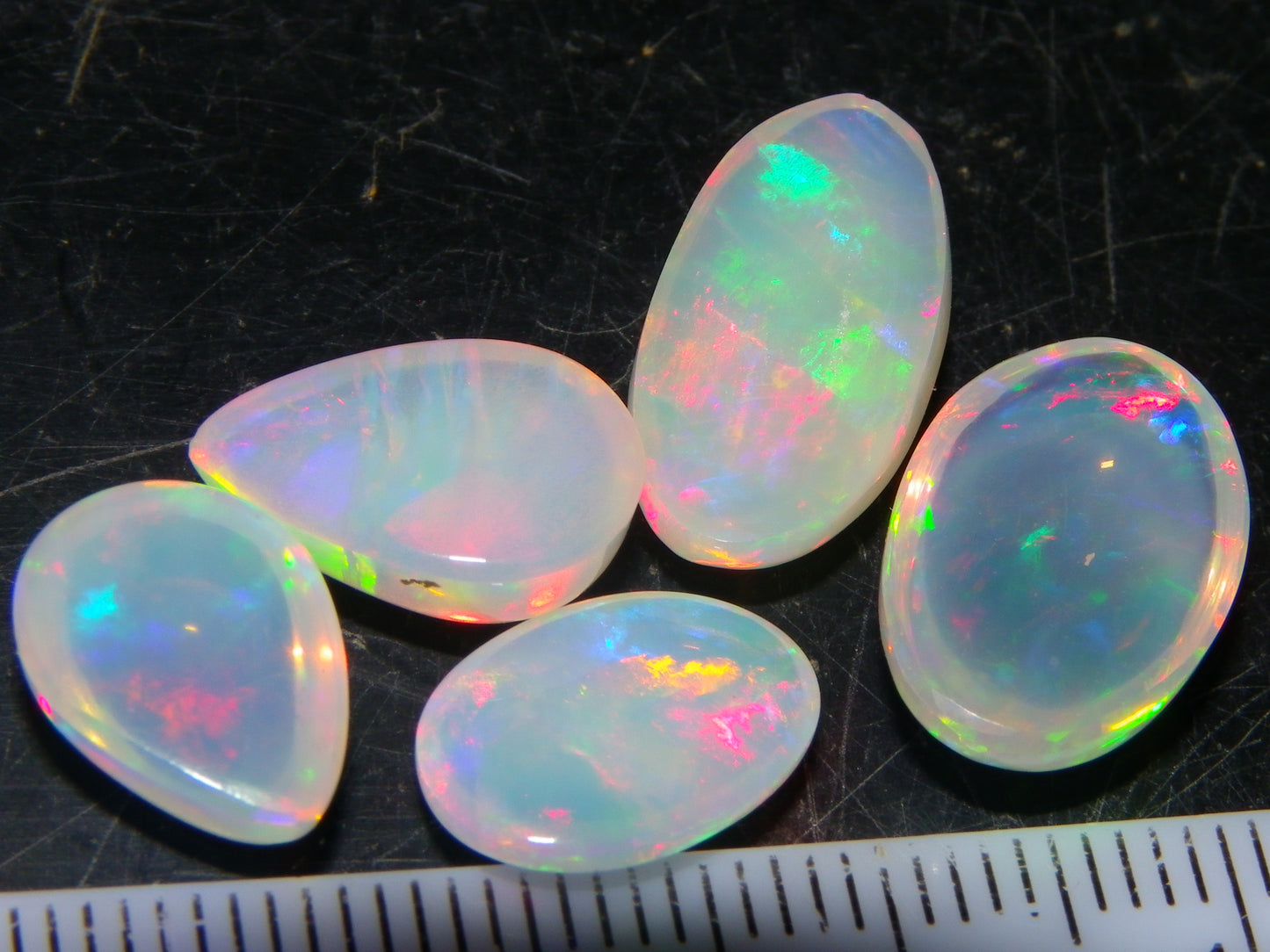 5 Nice Cut/Polished Ethiopia welo Crystal Opals 13.84cts Multicolour Fires