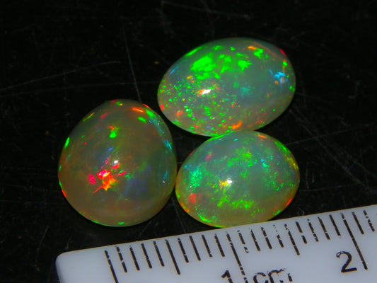 3 Nice Cut/Polished Welo Crystal Opals 8.17cts Multicolour Fires Ethiopia.