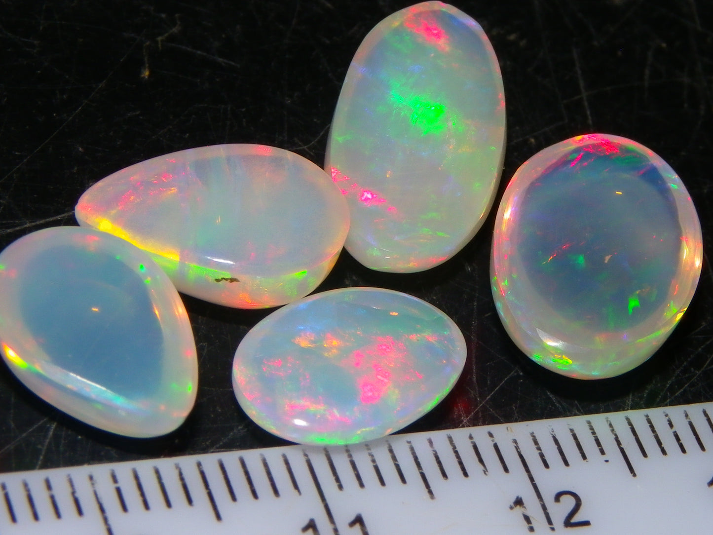 5 Nice Cut/Polished Ethiopia welo Crystal Opals 13.84cts Multicolour Fires