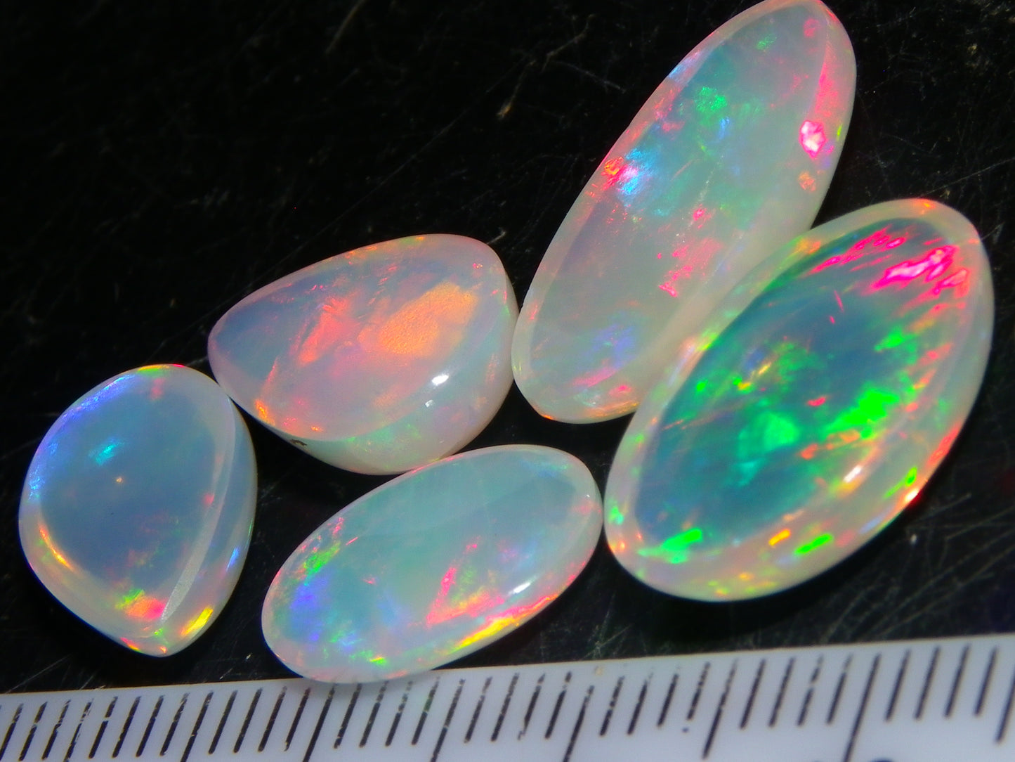 5 Nice Cut/Polished Ethiopia welo Crystal Opals 13.84cts Multicolour Fires
