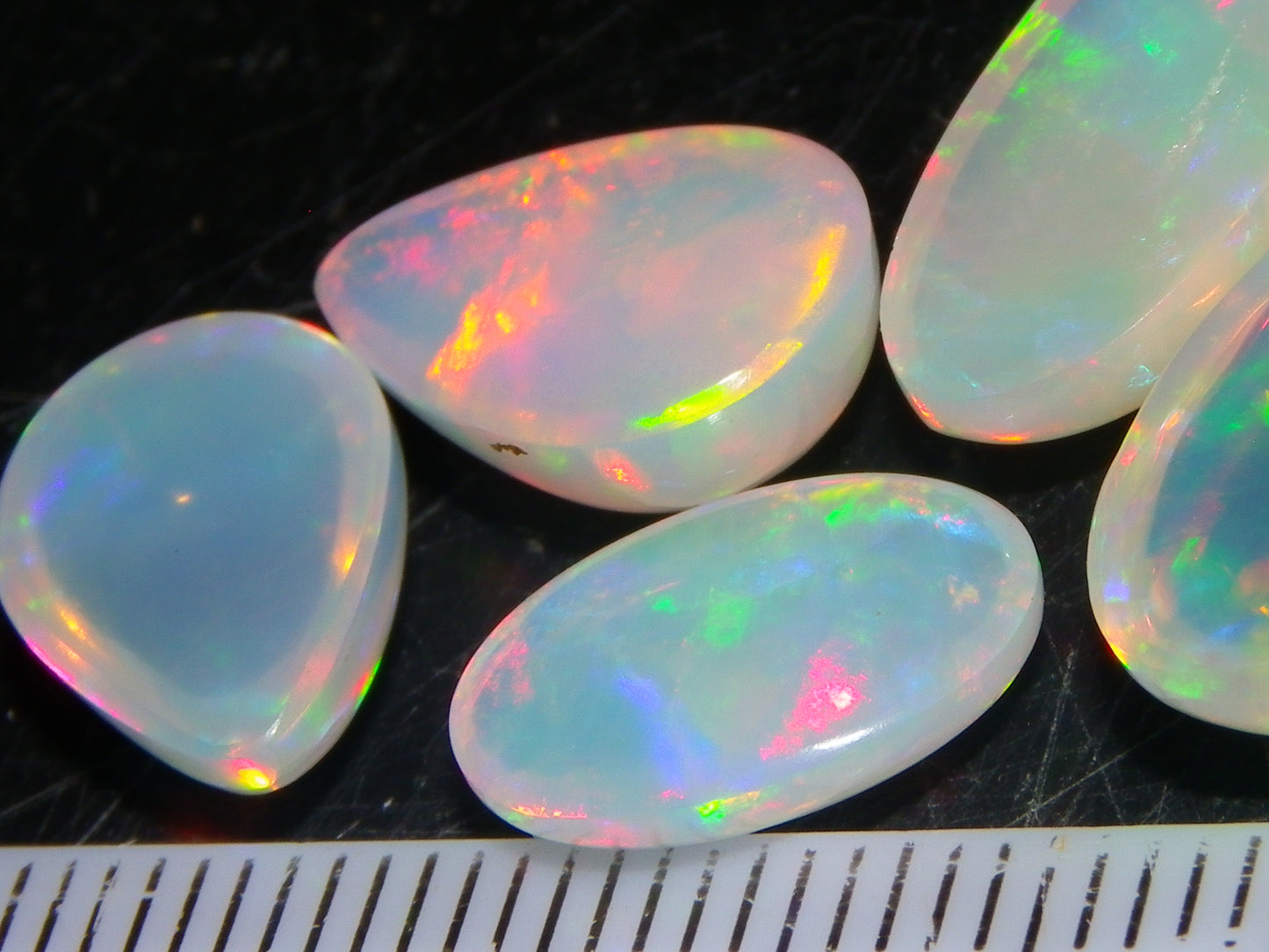 5 Nice Cut/Polished Ethiopia welo Crystal Opals 13.84cts Multicolour Fires