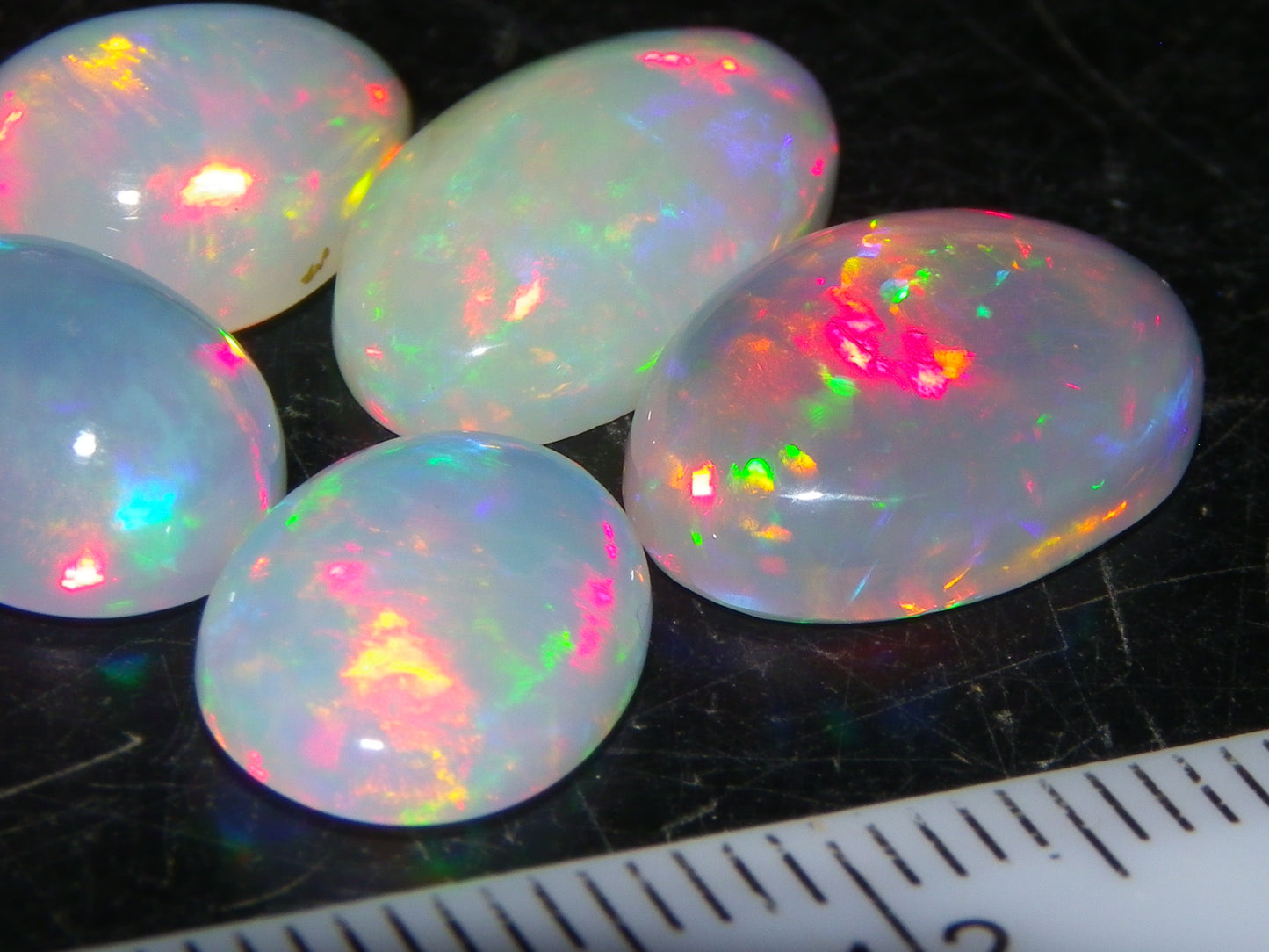5 Nice Cut/Polished Ethiopia welo Crystal Opals 13.84cts Multicolour Fires