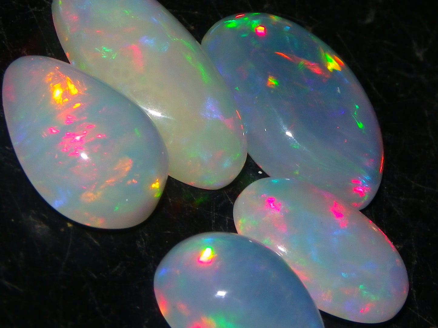 5 Nice Cut/Polished Ethiopia welo Crystal Opals 13.84cts Multicolour Fires