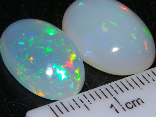 2 Nice Cut/Polished Welo Crystal Opals 14.19cts Blue/Green/Gold Fires Ethiopia
