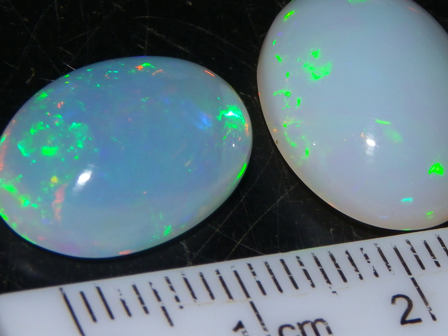 2 Nice Cut/Polished Welo Crystal Opals 14.19cts Blue/Green/Gold Fires Ethiopia