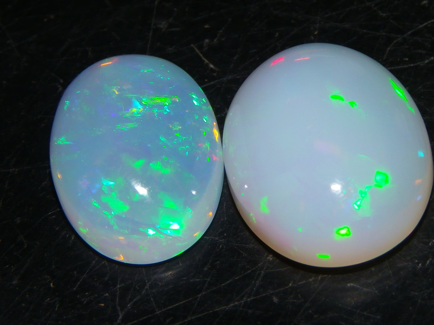 2 Nice Cut/Polished Welo Crystal Opals 14.19cts Blue/Green/Gold Fires Ethiopia