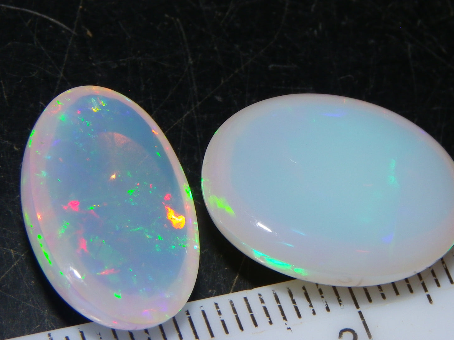 2 Nice Cut/Polished Welo Crystal Opals 14.19cts Blue/Green/Gold Fires Ethiopia