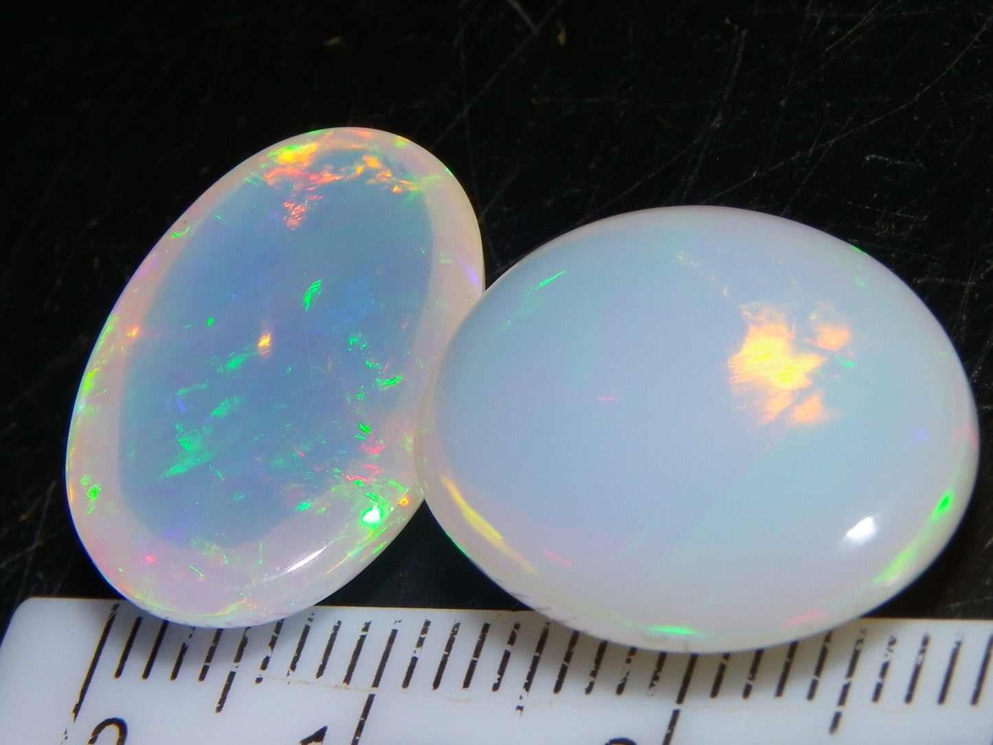 2 Nice Cut/Polished Welo Crystal Opals 14.19cts Blue/Green/Gold Fires Ethiopia