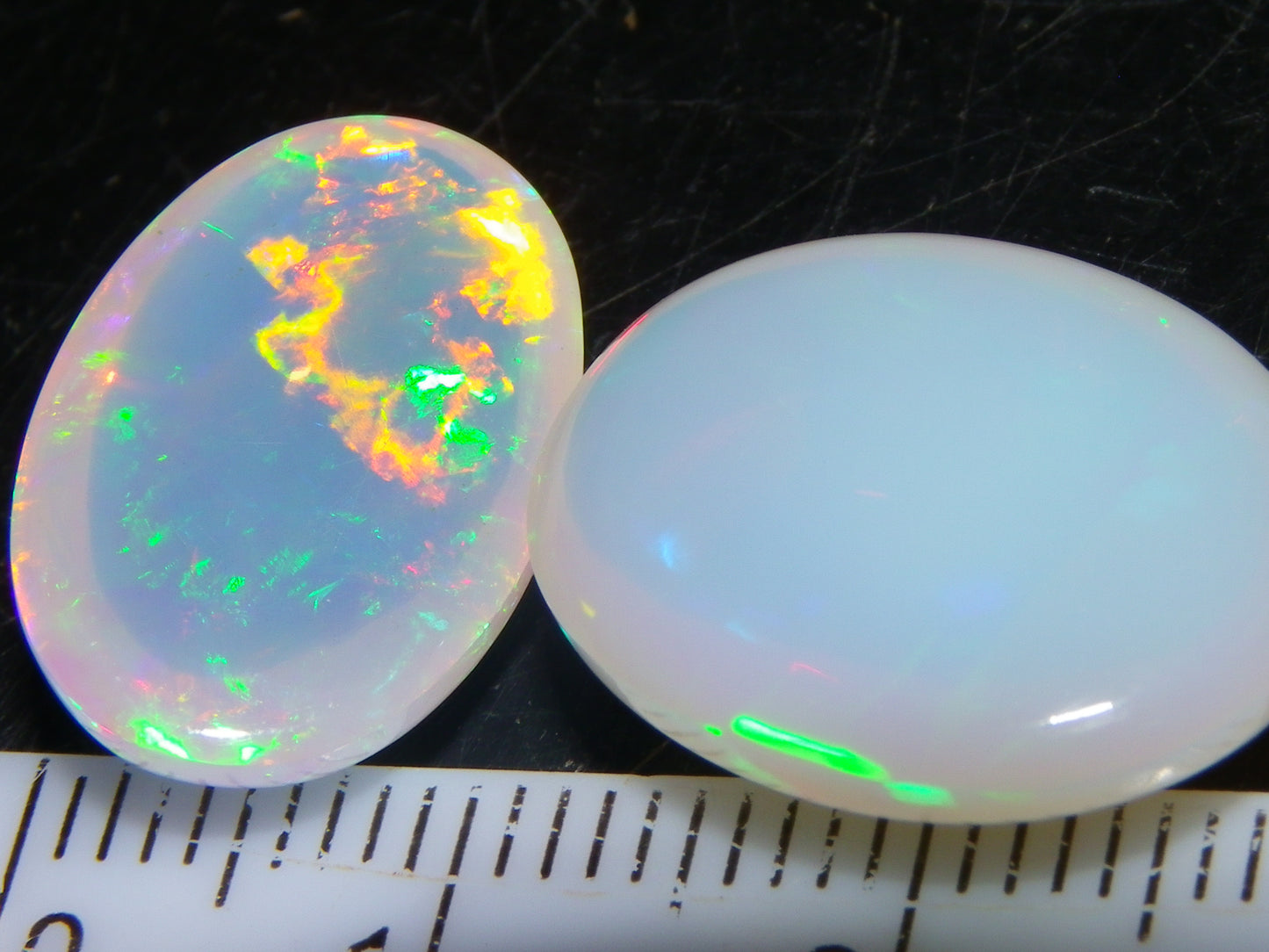 2 Nice Cut/Polished Welo Crystal Opals 14.19cts Blue/Green/Gold Fires Ethiopia