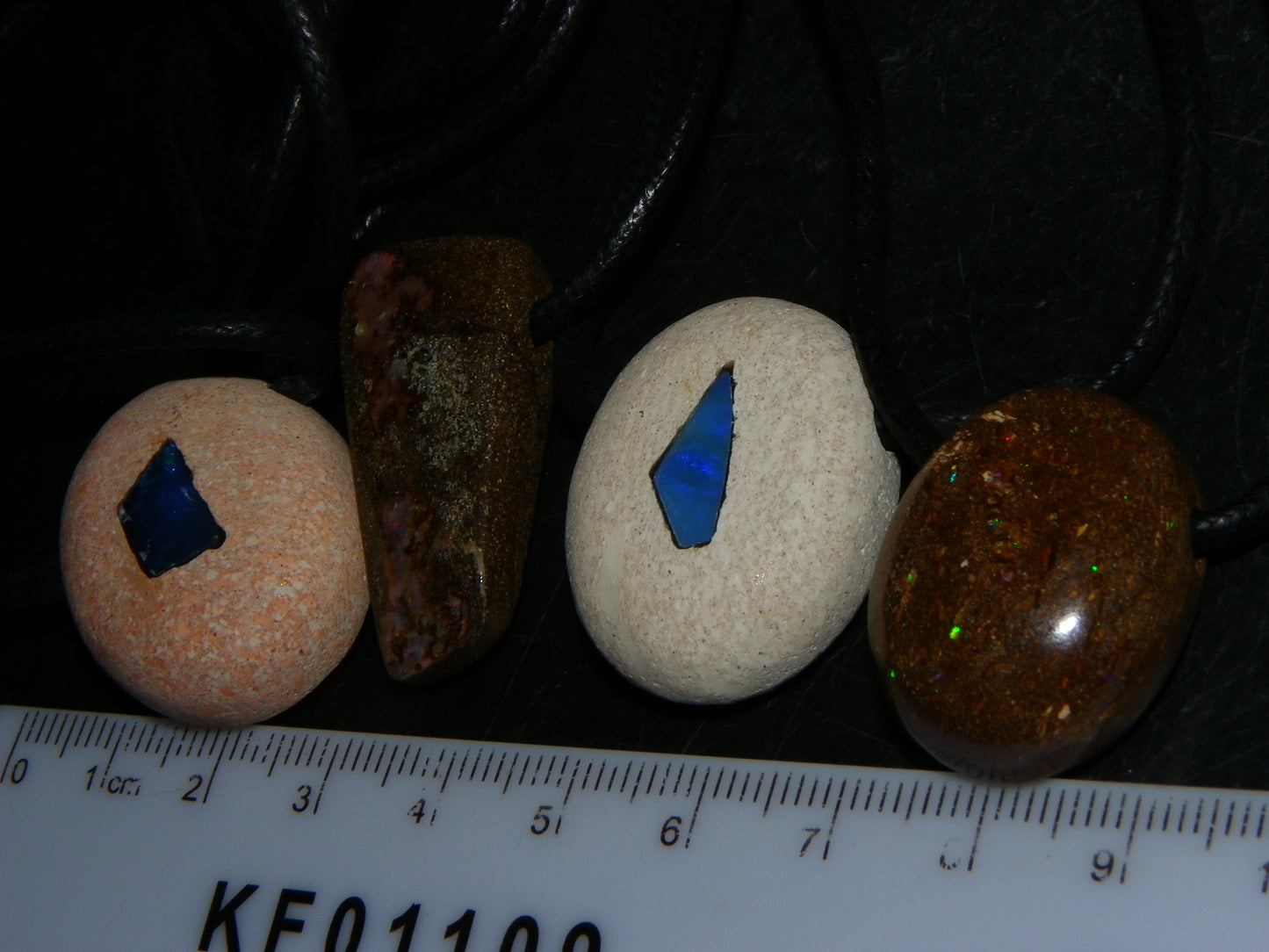 4 Boulder/Matrix Opal/Opal Inlay pendants 221.5cts Total Inc Cords some Fires