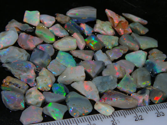 Nice Rough Lightning Ridge Opal specimens 90cts Red/Blue/Orange/Greens Australia