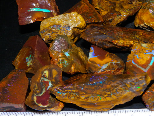 Nice Larger Rough/Sliced Koroit Opal Parcel 2645cts Lots of Patterns/Fires Australia