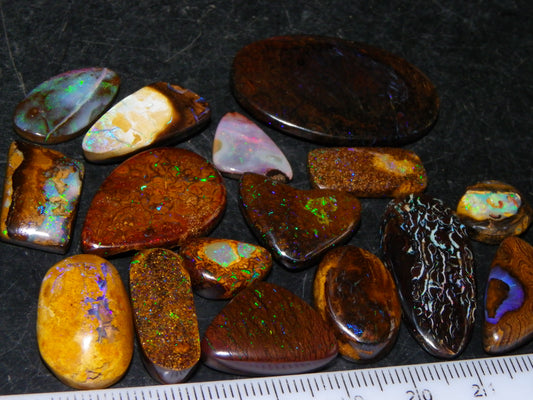 16 Cut/Polished Boulder/Koroit/Matrix Opal Cabs 192.5cts Fires/Patterns Australia