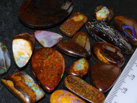 16 Cut/Polished Boulder/Koroit/Matrix Opal Cabs 192.5cts Fires/Patterns Australia