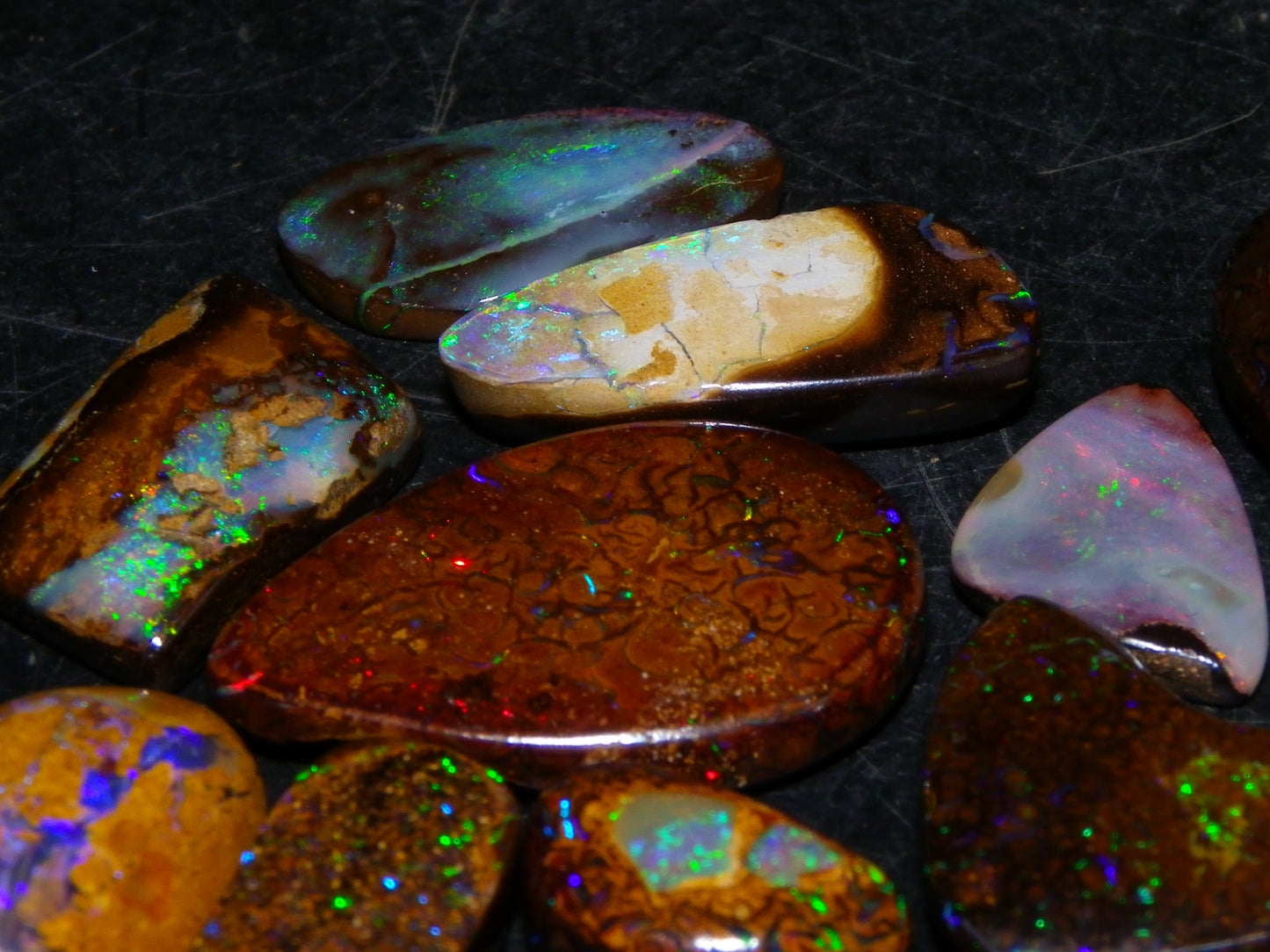 16 Cut/Polished Boulder/Koroit/Matrix Opal Cabs 192.5cts Fires/Patterns Australia