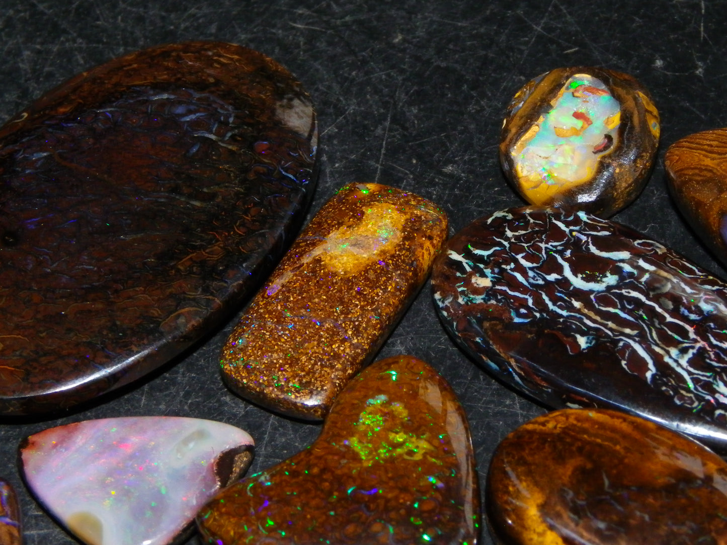 16 Cut/Polished Boulder/Koroit/Matrix Opal Cabs 192.5cts Fires/Patterns Australia