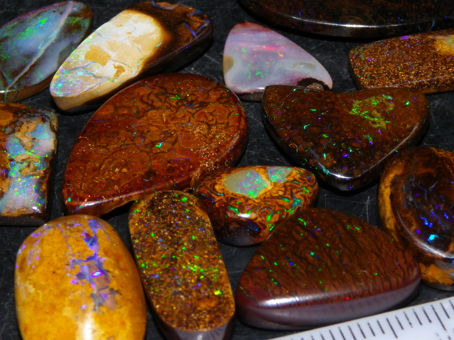 16 Cut/Polished Boulder/Koroit/Matrix Opal Cabs 192.5cts Fires/Patterns Australia