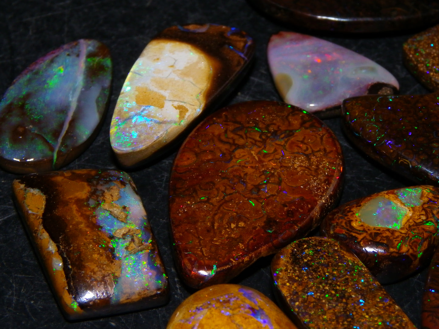 16 Cut/Polished Boulder/Koroit/Matrix Opal Cabs 192.5cts Fires/Patterns Australia