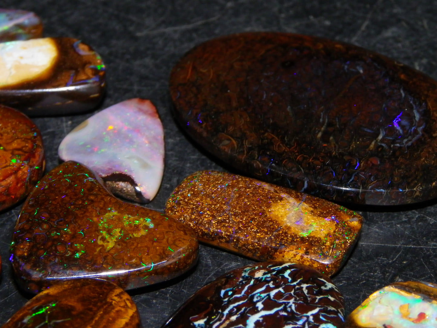 16 Cut/Polished Boulder/Koroit/Matrix Opal Cabs 192.5cts Fires/Patterns Australia