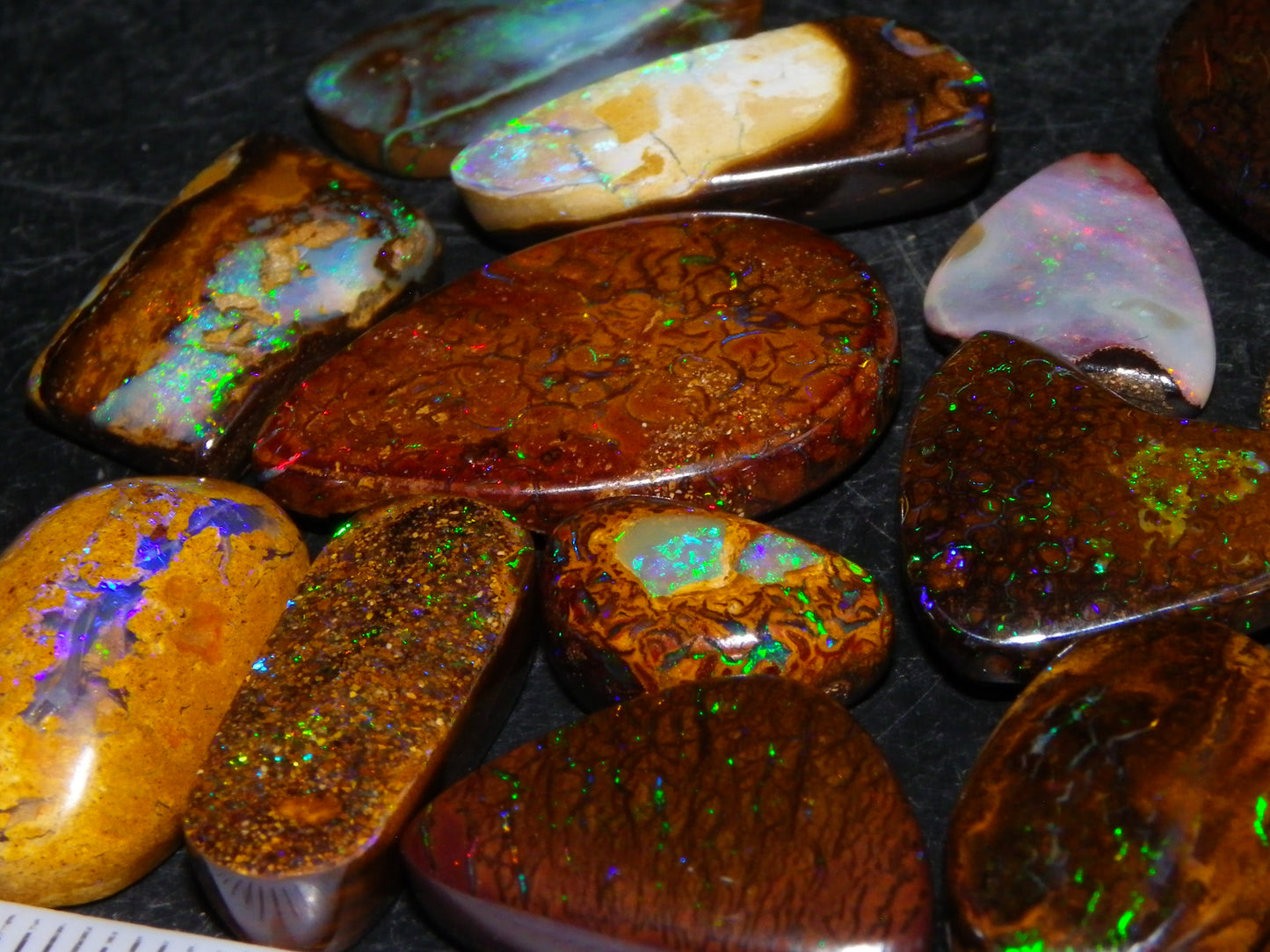 16 Cut/Polished Boulder/Koroit/Matrix Opal Cabs 192.5cts Fires/Patterns Australia