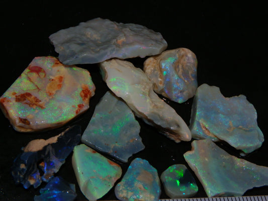 Nice Rough/Rubbed Lightning Ridge Opals 87.1cts Fossil/Seam/Fires Australia :)