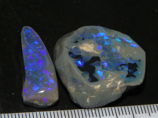 Nice Lightning Ridge Opals/Rubs 53cts Blue/Purple Fires Dark Base Nobby Au :)