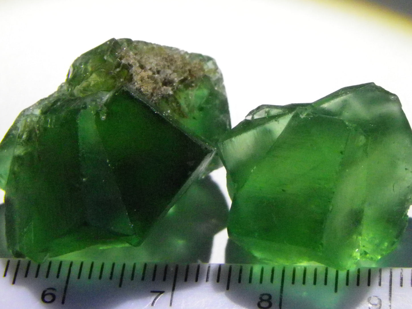 2 Nice Quality Green Fluorite Crystal specimens 79.4cts Diana Maria Mine Weardale UK